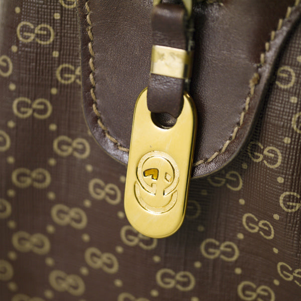 OLD Gucci　レア！筆記体ロゴ×マイクロＧＧボストン（茶）