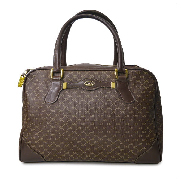 OLD Gucci　レア！筆記体ロゴ×マイクロＧＧボストン（茶）