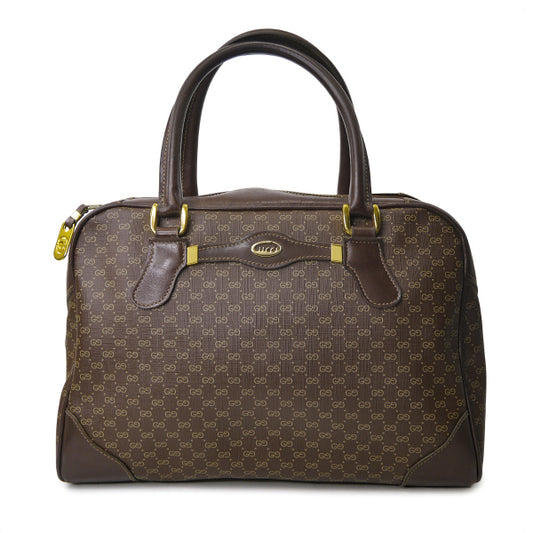 OLD Gucci　レア！筆記体ロゴ×マイクロＧＧボストン（茶）