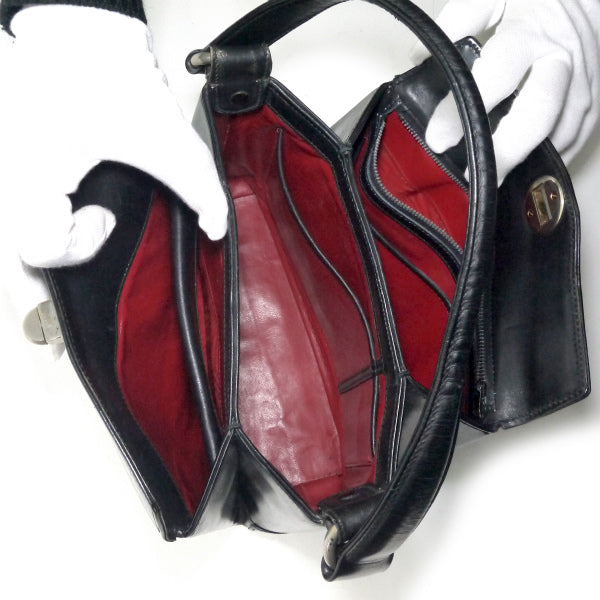 OLD Gucci　総革トップターンロックハンドバッグ（黒）