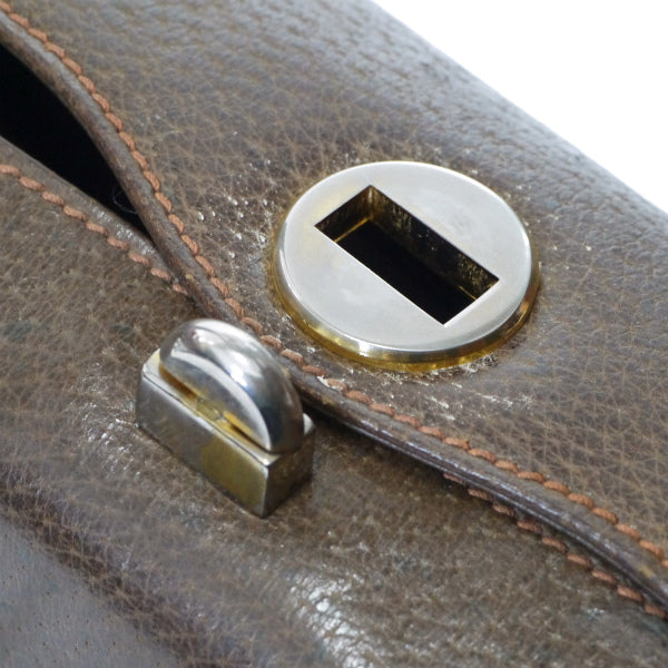 OLD Gucci　ピグスキン スクエアハンドバッグ（濃茶）