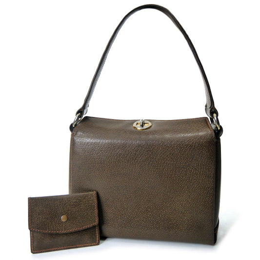 OLD Gucci　ピグスキン スクエアハンドバッグ（濃茶）