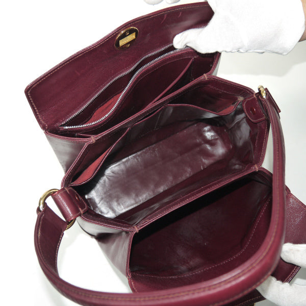 OLD Gucci　総革製スクエアハンドバッグ（ボルドー）