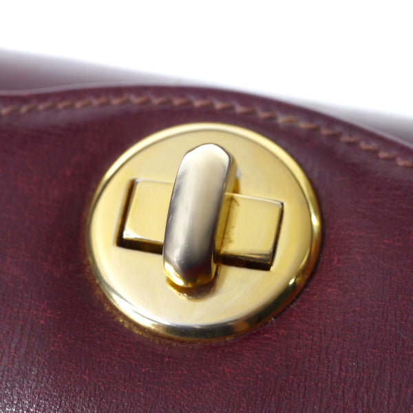 OLD Gucci　総革製スクエアハンドバッグ（ボルドー）