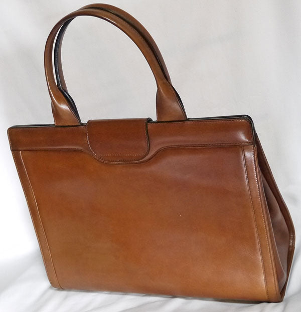 OLD Gucci 飴色スクエアハンドバッグ（茶）