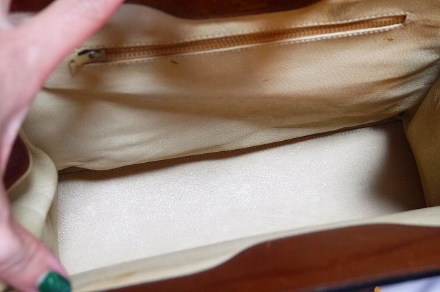 OLD Gucci 飴色スクエアハンドバッグ（茶）