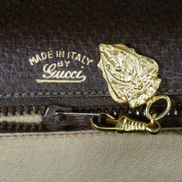 OLD Gucci　ピグスキンレザーGGロック台形ハンドバッグ（茶）