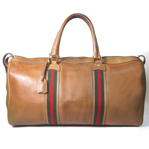 OLD Gucci　大型ボストン（茶・総皮）
