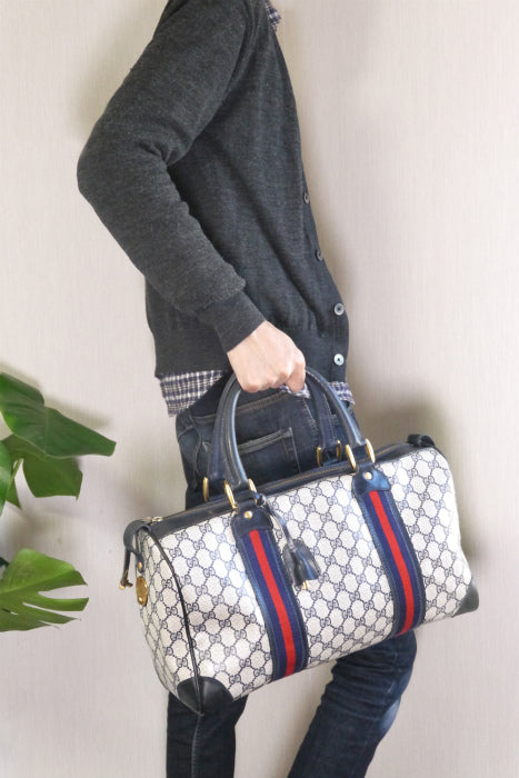 OLD Gucci　大型ボストン（２シェリー青）