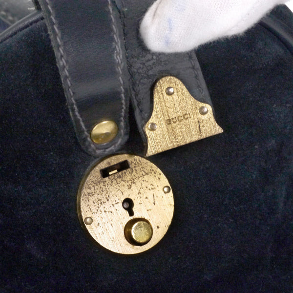 OLD Gucci　レア!!鍵付きスエード大型ボストン（濃紺）