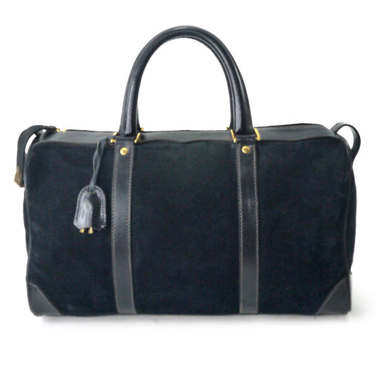 OLD Gucci　レア!!鍵付きスエード大型ボストン（濃紺）