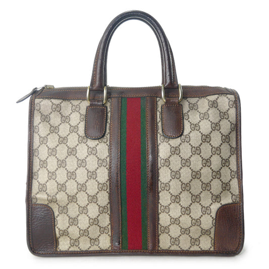 OLD Gucci スクエアミニボストン（茶・縦シェリー）