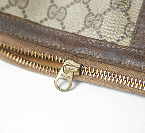 OLD Gucci ボストン型ショルダー（茶・縦シェリー）