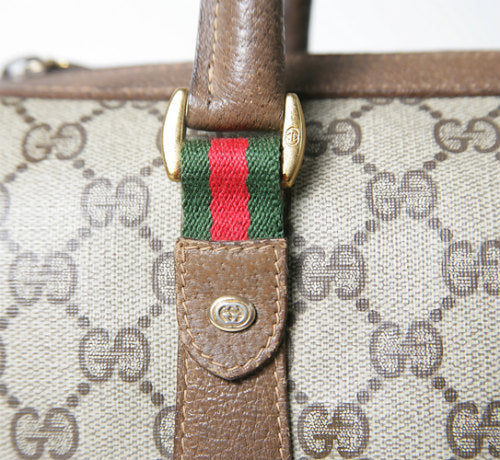 OLD Gucciサイド皮ミニシェリーボストン（茶）