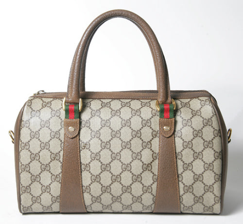 OLD Gucciサイド皮ミニシェリーボストン（茶）