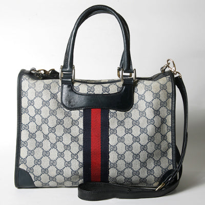 OLD Gucci ショルダー付きシェリーボストン（青）