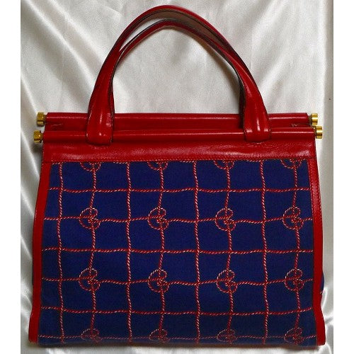 OLD Gucci網目柄 バッグ（赤紺）