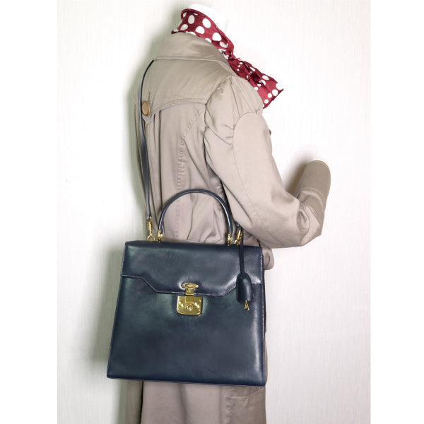 OLD Gucci ＜訳あり＞レディロック 総革2WAYバッグ（紺）