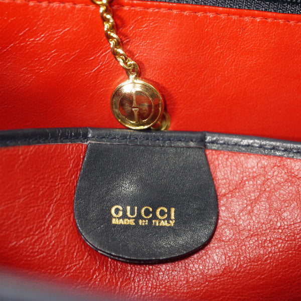 OLD Gucci ＜訳あり＞レディロック 総革2WAYバッグ（紺）