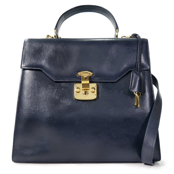 OLD Gucci ＜訳あり＞レディロック 総革2WAYバッグ（紺）