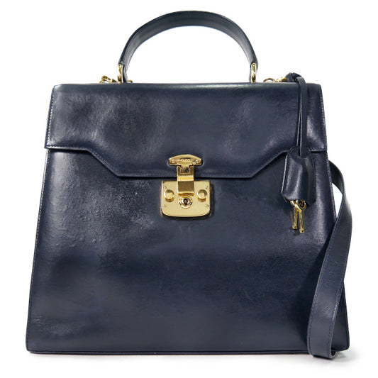 OLD Gucci ＜訳あり＞レディロック 総革2WAYバッグ（紺）