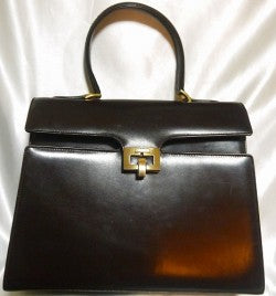 OLD Gucci ケリータイプハンドバッグ（茶）<GB-155C>