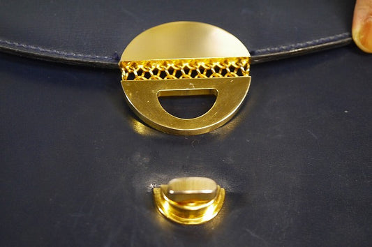 OLD Gucci 紺カウ皮ハンドバッグ