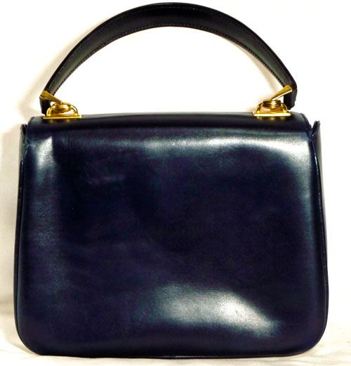 OLD Gucci 紺カウ皮ハンドバッグ