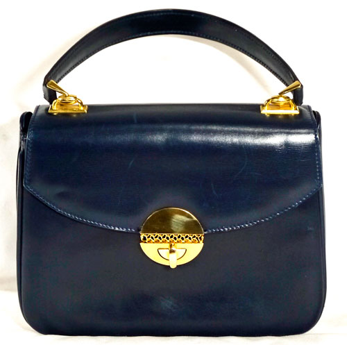 OLD Gucci 紺カウ皮ハンドバッグ