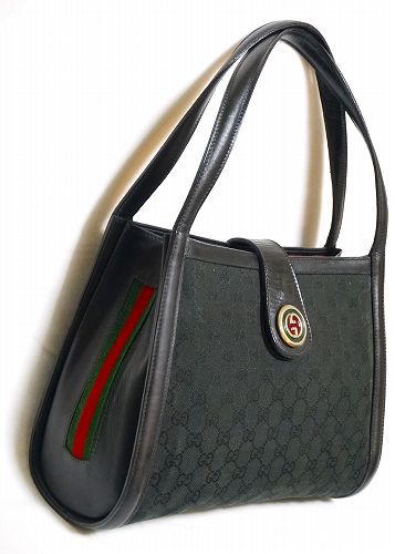 OLD Gucciレア物！サイドシェリー黒トートバッグ