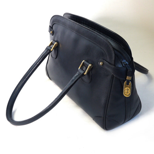 OLD Gucci 総皮ミ丸フォルムミニボストン（濃紺・黒）