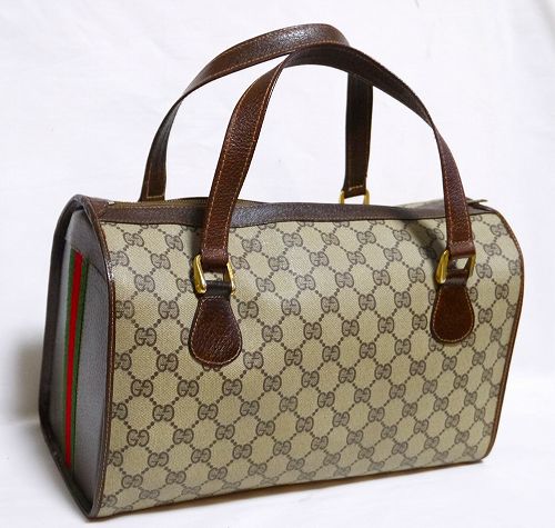 OLD Gucci サイドシェリーボストン(茶）