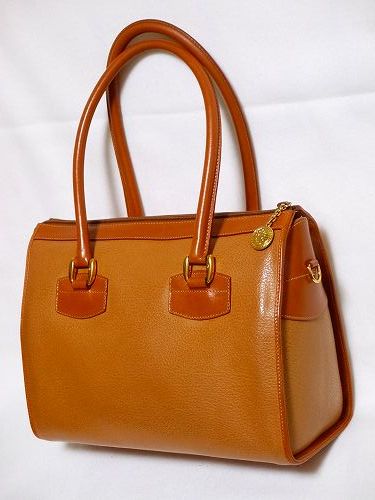 OLD Gucci 総皮トートボストン（キャメル・中）