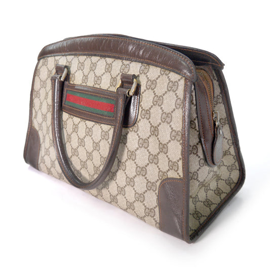 OLD Gucci　横シェリー台形ボストン（茶）