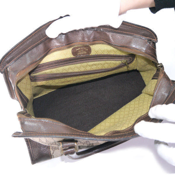 OLD Gucci　横シェリー台形ボストン（茶）