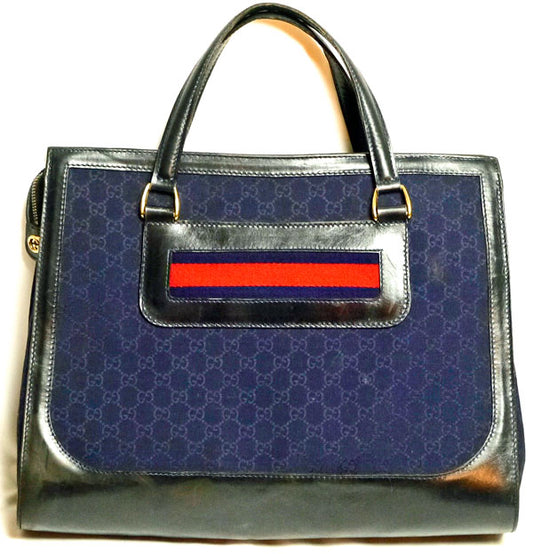 OLD Gucci 大型マイクロGGバッグ(青）