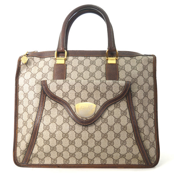 OLD Gucci レトロ!!GG柄スクエアボストン（茶）
