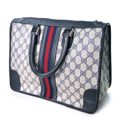 OLD Gucci スクエアミニボストン（青・縦シェリー）