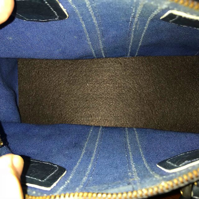OLD Gucci スクエアミニボストン（青・縦シェリー）