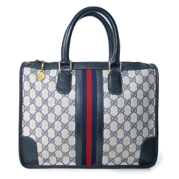 OLD Gucci スクエアミニボストン（青・縦シェリー）