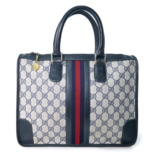 OLD Gucci スクエアミニボストン（青・縦シェリー）