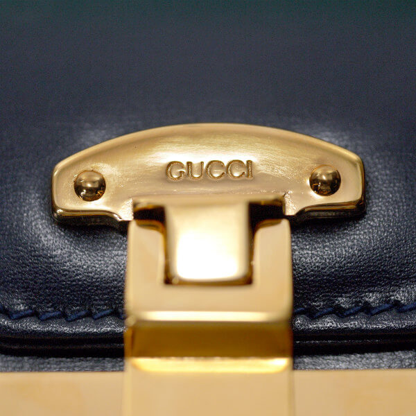 OLD Gucci レディロック 総革ミニハンドバッグ（紺）