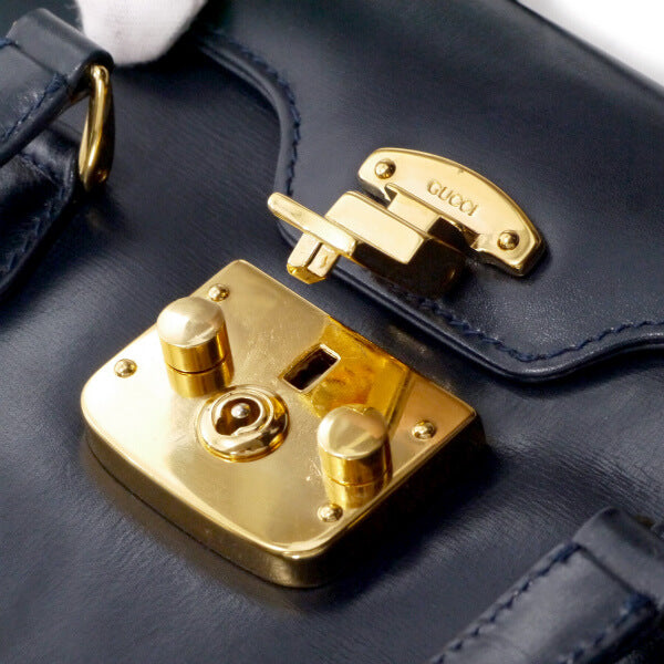 OLD Gucci レディロック 総革ミニハンドバッグ（紺）