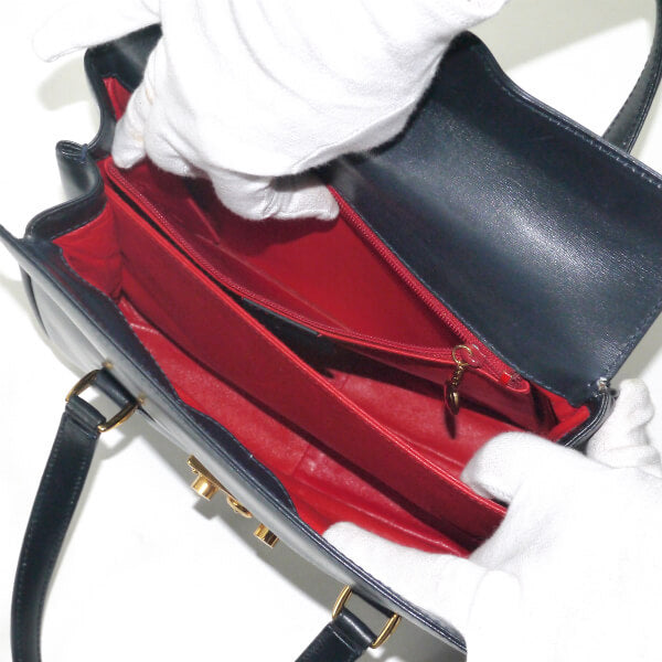 OLD Gucci レディロック 総革ミニハンドバッグ（紺）