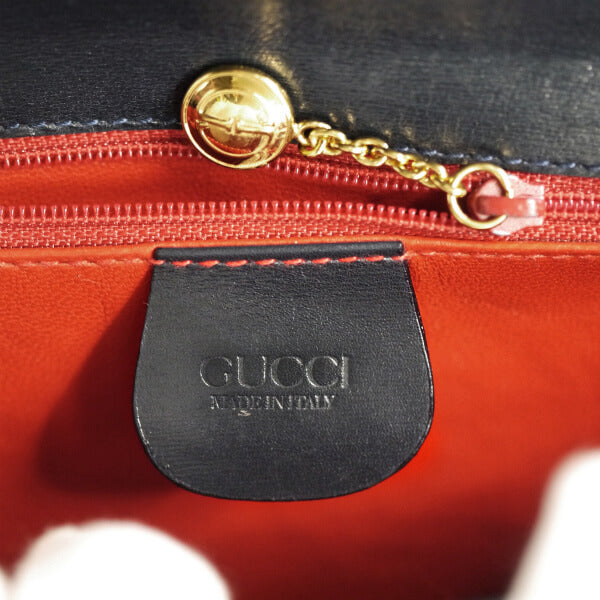 OLD Gucci レディロック 総革ミニハンドバッグ（紺）