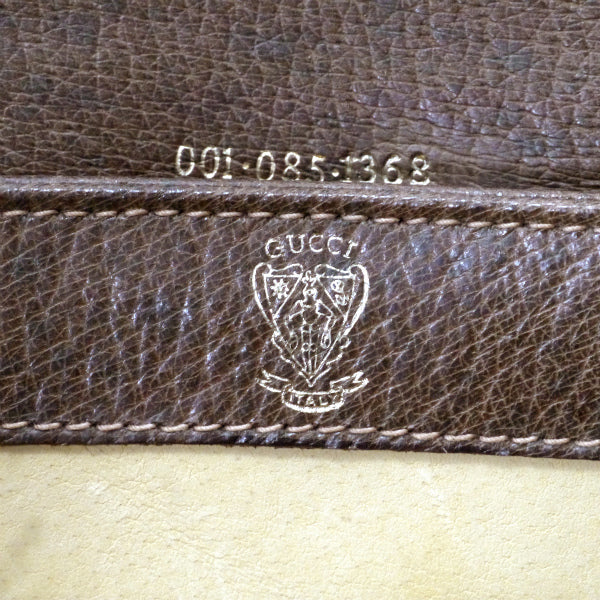 OLD Gucci　ピグスキン トップターンロックハンドバッグ（濃茶）