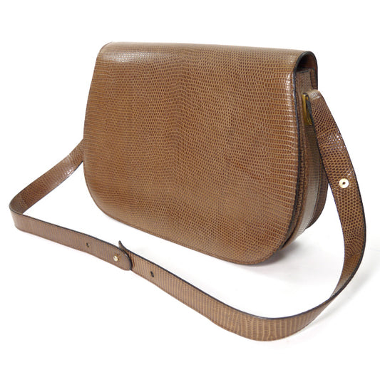 OLD Gucci 70sGG金具リザードバッグ（茶）