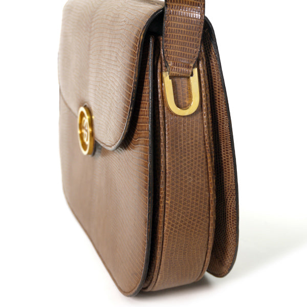 OLD Gucci 70sGG金具リザードバッグ（茶）