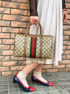 OLD Gucci 定番シェリーボストン（茶・中）
