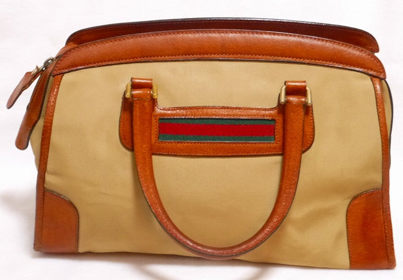 OLD Gucci　横シェリー付きボストン（ベージュ）